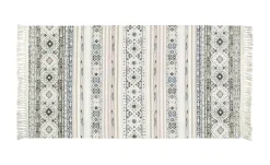 levelone Kurzflorteppich Kelim Schobi | 80x150 cm, Beige, Rosé