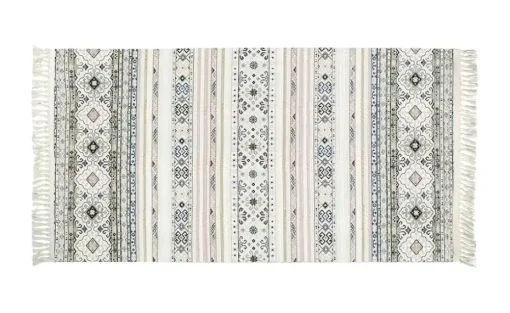 levelone Kurzflorteppich Kelim Schobi | 80x150 cm, Beige, Rosé