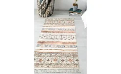 levelone Kurzflorteppich Kelim Schobi | 80x150 cm, Beige, Terracotta