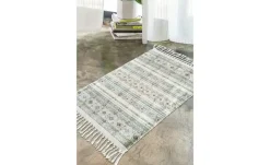 levelone Kurzflorteppich Kelim Schobi | 40x60 cm, Beige, Blau