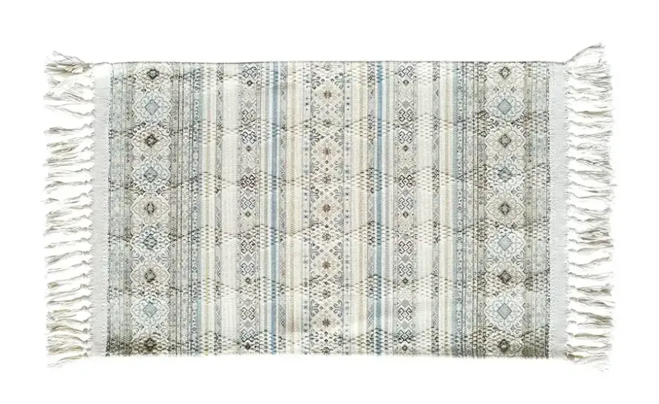 levelone Kurzflorteppich Kelim Schobi | 40x60 cm, Beige, Blau