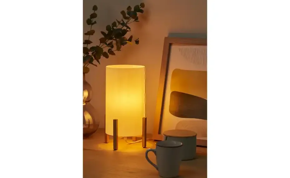 levelone Tischleuchte, 1-flammig, Bambus/ Papier