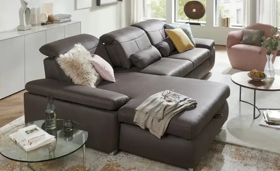 Lounge Collection Ecksofa aus Mikrofaser Kathrin | Khaki, links