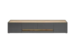 Lowboard Cande | Anthrazit, Eiche (Nachbildung), 220 cm