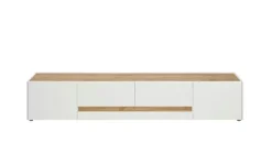 Lowboard Cande | Weiß, Eiche (Nachbildung), 220 cm