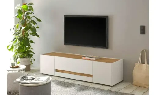Lowboard Cande | Weiß, Eiche (Nachbildung), 170 cm