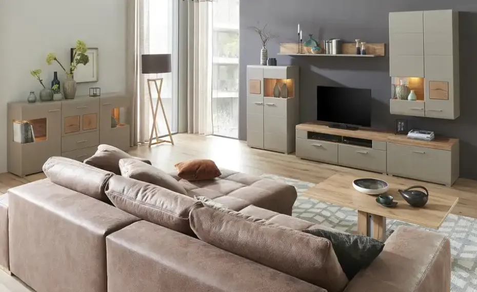 Lowboard groß Cortina | Grau, Eiche (Nachbildung)