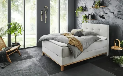 maison bleue Boxspringbett mit Bettkasten Mara | Hellgrau, 120 cm