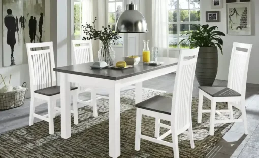 maison bleue Esstisch Bendix | Grau, Weiß, 120 cm