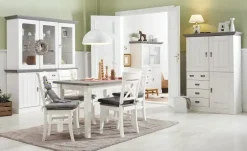 maison bleue Highboard Florian | Weiß, Grau, Türen aus Holz