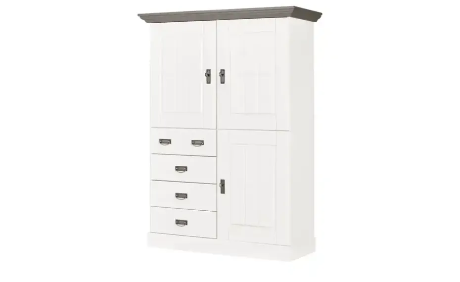 maison bleue Highboard Florian | Weiß, Grau, Türen aus Holz