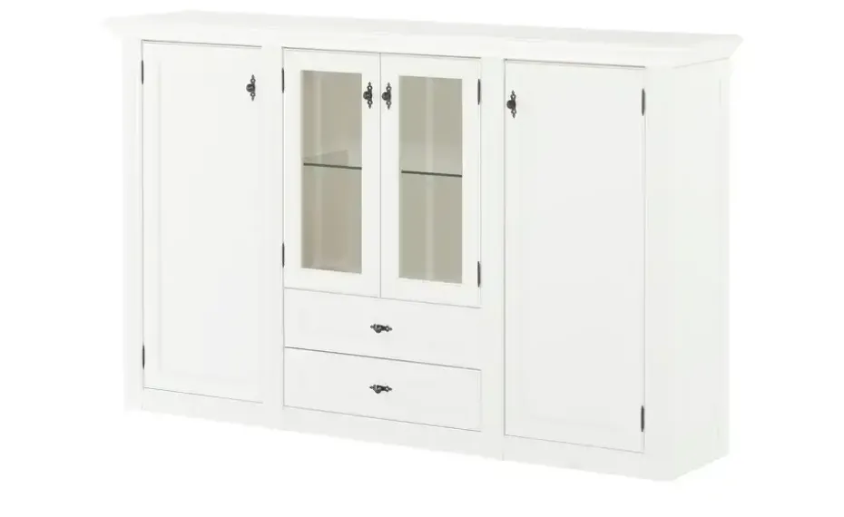 maison bleue Highboard Petit Chalet | mit Glasboden, Weiß