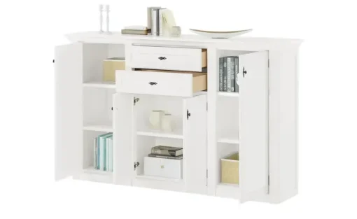 maison bleue Highboard Petit Chalet | mit Holztüren, Weiß
