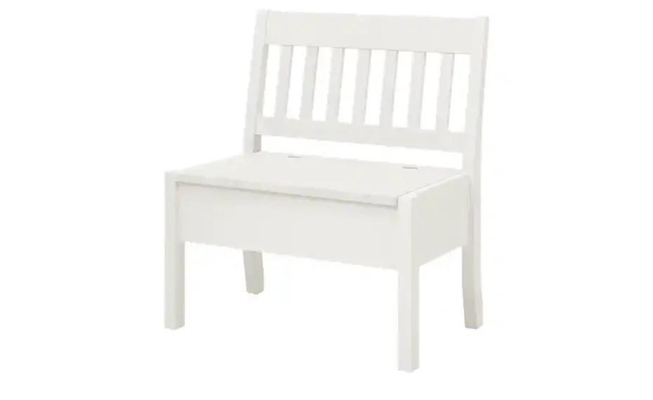 maison bleue Sitzbank mit Stauraum massiv Bendix | Weiß, 82,7 cm
