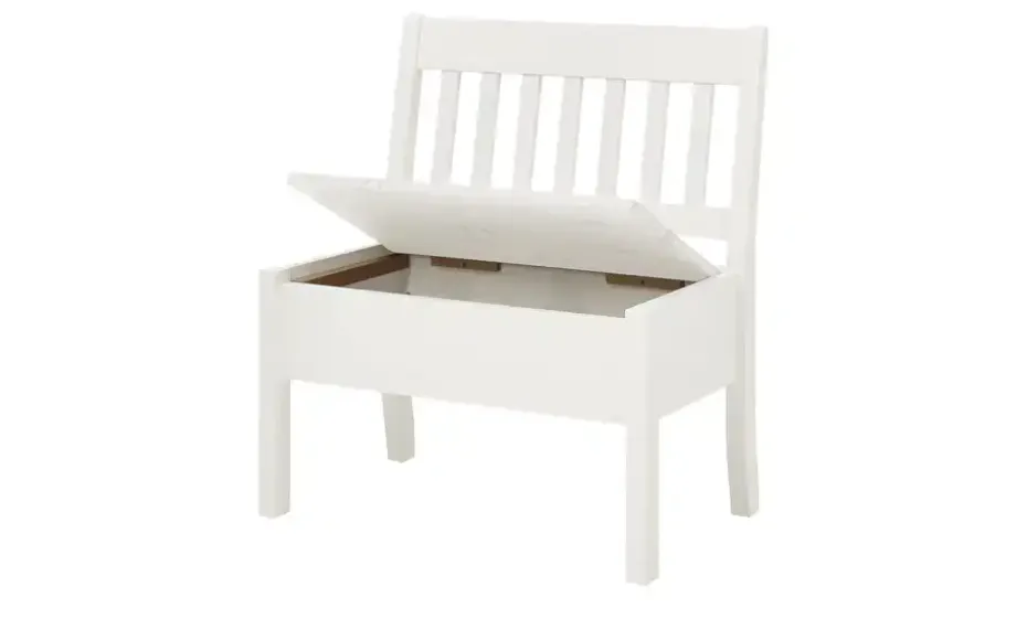 maison bleue Sitzbank mit Stauraum massiv Bendix | Weiß, 82,7 cm