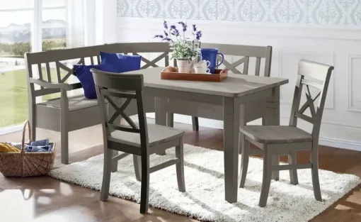 maison bleue Truheneckbank  massiv Florian | Grau, ca, 148 x 214 cm