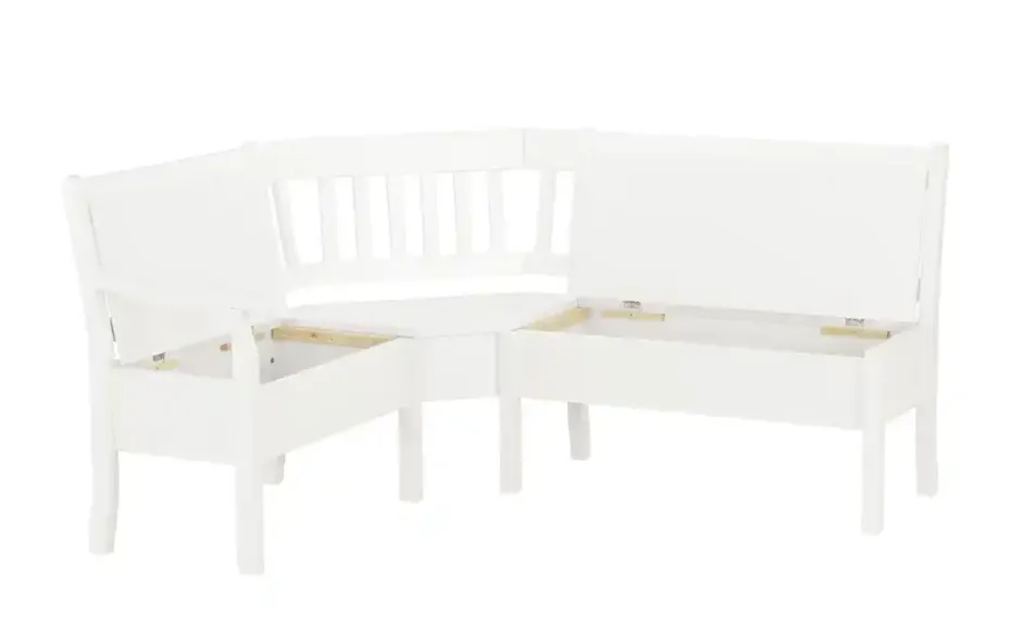 maison bleue Truhen-Eckbank massiv Bendix | Weiß, ca, 147 x 170 cm