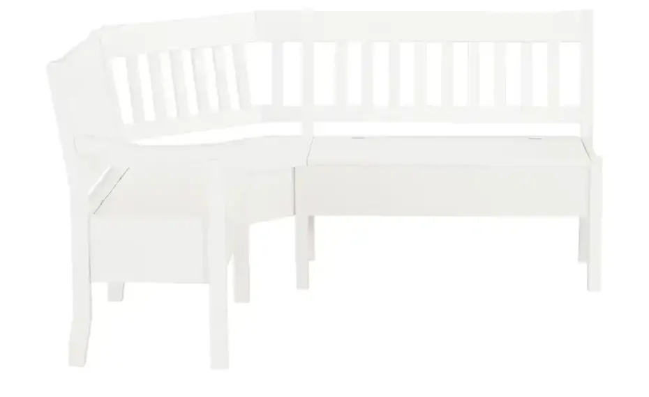 maison bleue Truhen-Eckbank massiv Bendix | Weiß, ca, 147 x 170 cm