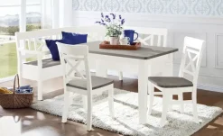 maison bleue Truheneckbank  massiv Florian | Weiß, Grau, ca, 171 x 148 cm
