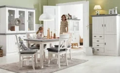maison bleue Vitrinenaufsatz für Sideboard  Florian | Weiß, Grau