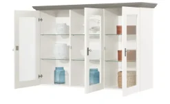 maison bleue Vitrinenaufsatz für Sideboard  Florian | Weiß, Grau