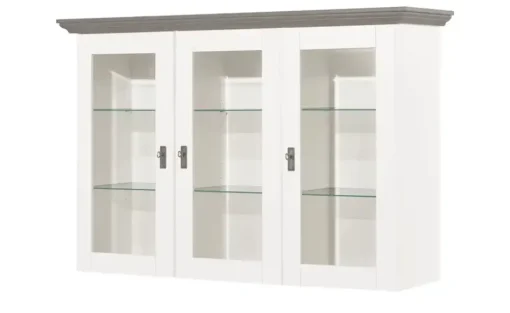 maison bleue Vitrinenaufsatz für Sideboard  Florian | Weiß, Grau