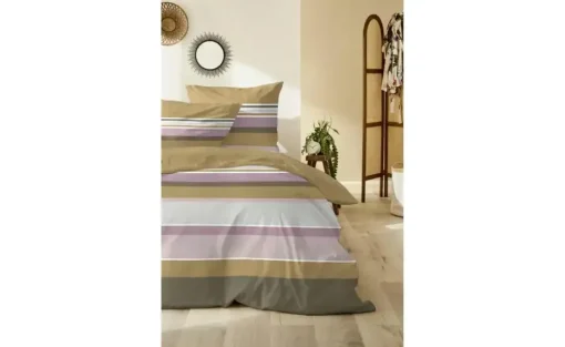 Mako-Satin Bettwäsche-Set | Gelb, Lila/Violett, 200 cm