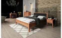 Massivholzbett mit gepolstertem Kopfteil Erik | Kernbuche, 140 cm