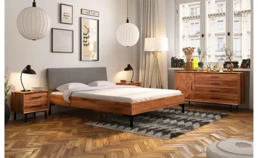 Massivholzbett mit gepolstertem Kopfteil Clara | Kernbuche, 90 cm