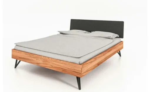 Massivholzbett mit gepolstertem Kopfteil Karl | Kernbuche, 100 cm