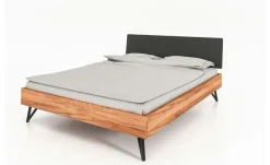 Massivholzbett mit gepolstertem Kopfteil Karl | Kernbuche, 140 cm