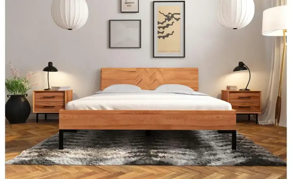 Massivholzbett mit Holzkopfteil Clara | Kernbuche, 90 cm