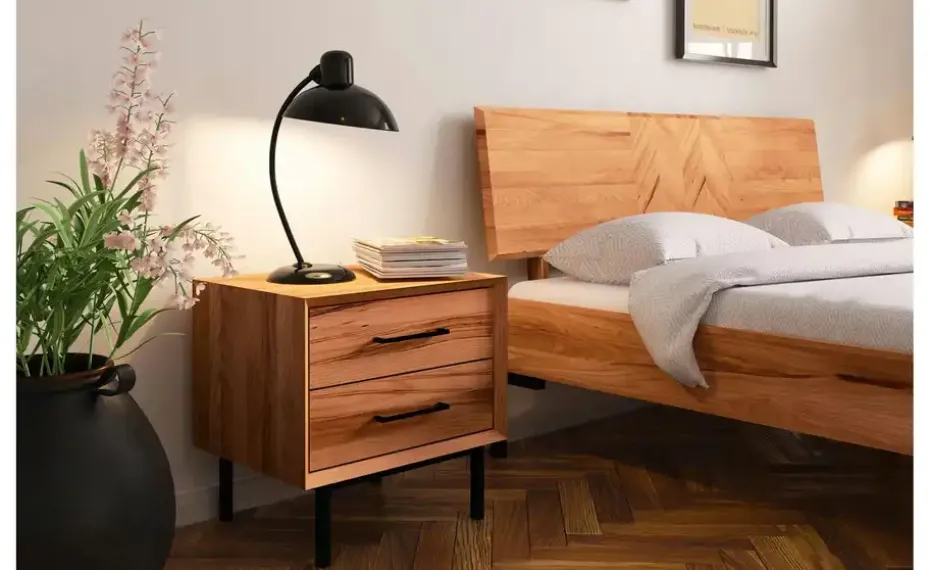 Massivholzbett mit Holzkopfteil Clara | Kernbuche, 90 cm