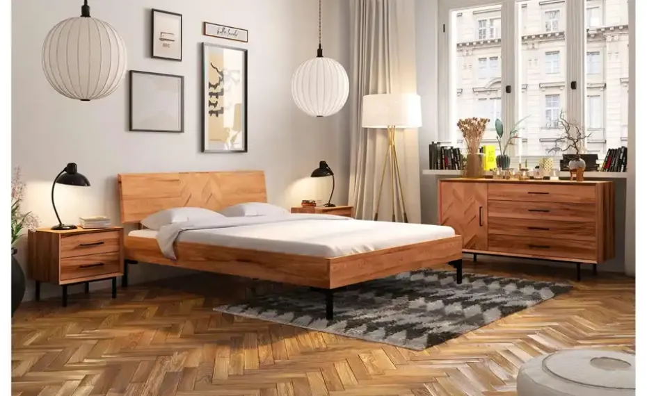 Massivholzbett mit Holzkopfteil Clara | Kernbuche, 90 cm