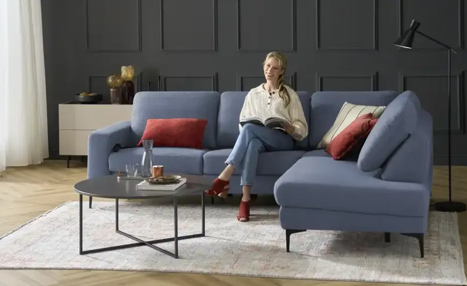 Max Schelling Ecksofa Maximum Premium | Blau, rechts