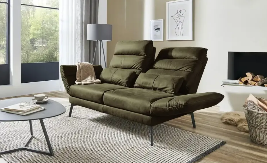 Max Schelling Sofa 2-sitzig aus Echtleder Sentence Komfort | Olivgrün