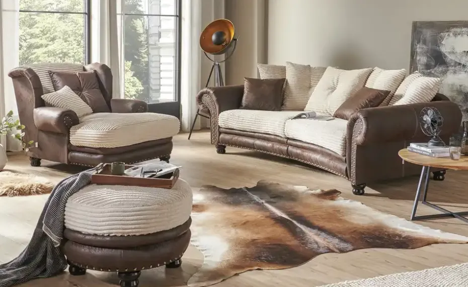 Megasofa Bezug in Cord Bristol | Cordstoff, Beige, Braun