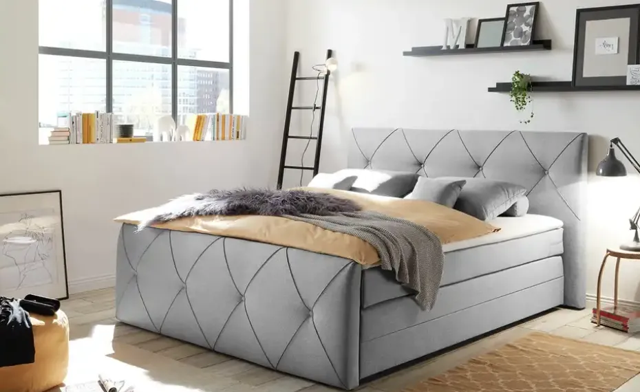 meinBett Boxspringbett Cleo | Hellgrau | Möbel Höffner