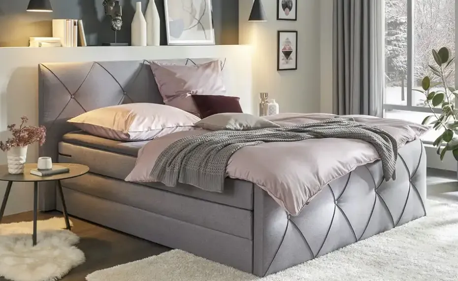 meinBett Boxspringbett Cleo | Hellgrau | Möbel Höffner