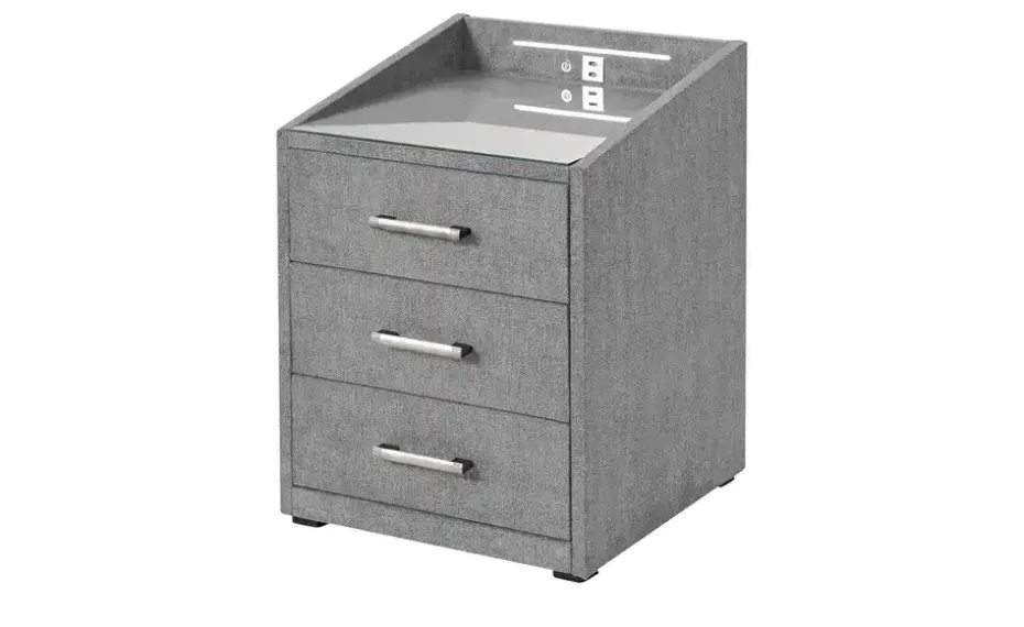 meinBett Nachtkonsole mit LED-Beleuchtung und USB-Anschluss Moon | Grau