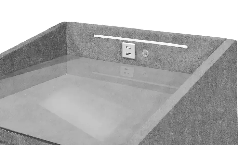 meinBett Nachtkonsole mit LED-Beleuchtung und USB-Anschluss Moon | Grau