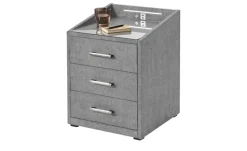 meinBett Nachtkonsole mit LED-Beleuchtung und USB-Anschluss Moon | Grau