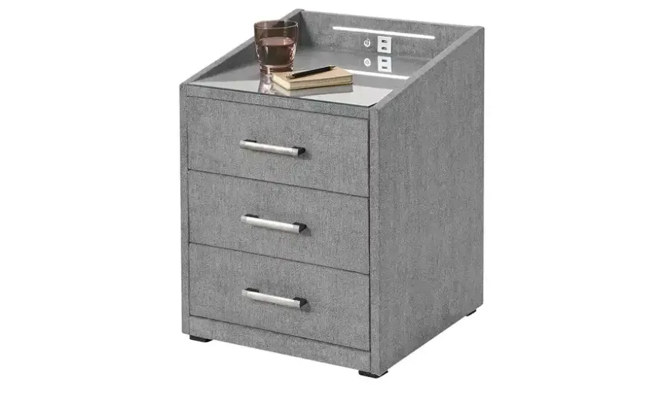 meinBett Nachtkonsole mit LED-Beleuchtung und USB-Anschluss Moon | Grau