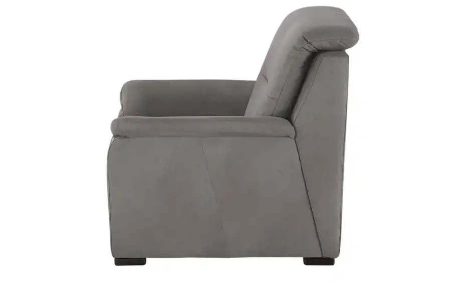 meinSofa Sessel mit ausziehbarem Hocker Vera | Grau