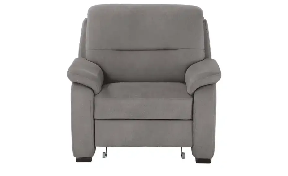 meinSofa Sessel mit ausziehbarem Hocker Vera | Grau