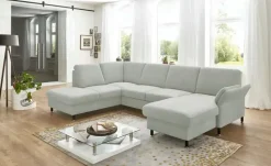 meinSofa Wohnlandschaft aus Flachgewebe Veit | Silbergrau, links