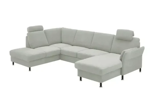 meinSofa Wohnlandschaft aus Flachgewebe Veit | Silbergrau, links