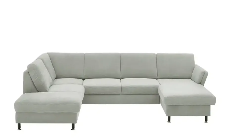 meinSofa Wohnlandschaft aus Flachgewebe Veit | Silbergrau, links