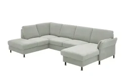 meinSofa Wohnlandschaft aus Flachgewebe Veit | Silbergrau, links