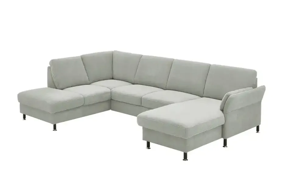 meinSofa Wohnlandschaft aus Flachgewebe Veit | Silbergrau, links